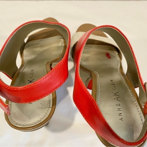 Anne Klein Terriko Slingback Pumps in Pink Coral and Cream Color Block Size 8M - Picture 7 of 12